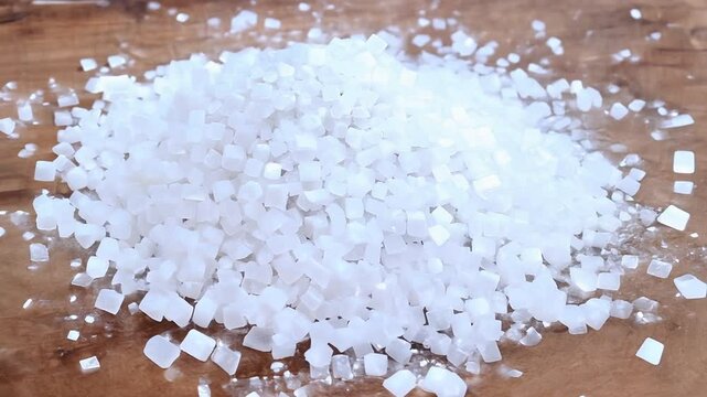 pile of white salt like crystal meth or methamphetamine for education, view from above