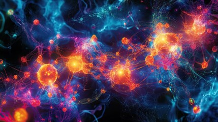 Fototapeta premium Interconnected Glowing Spheres with Abstract Network of Lines