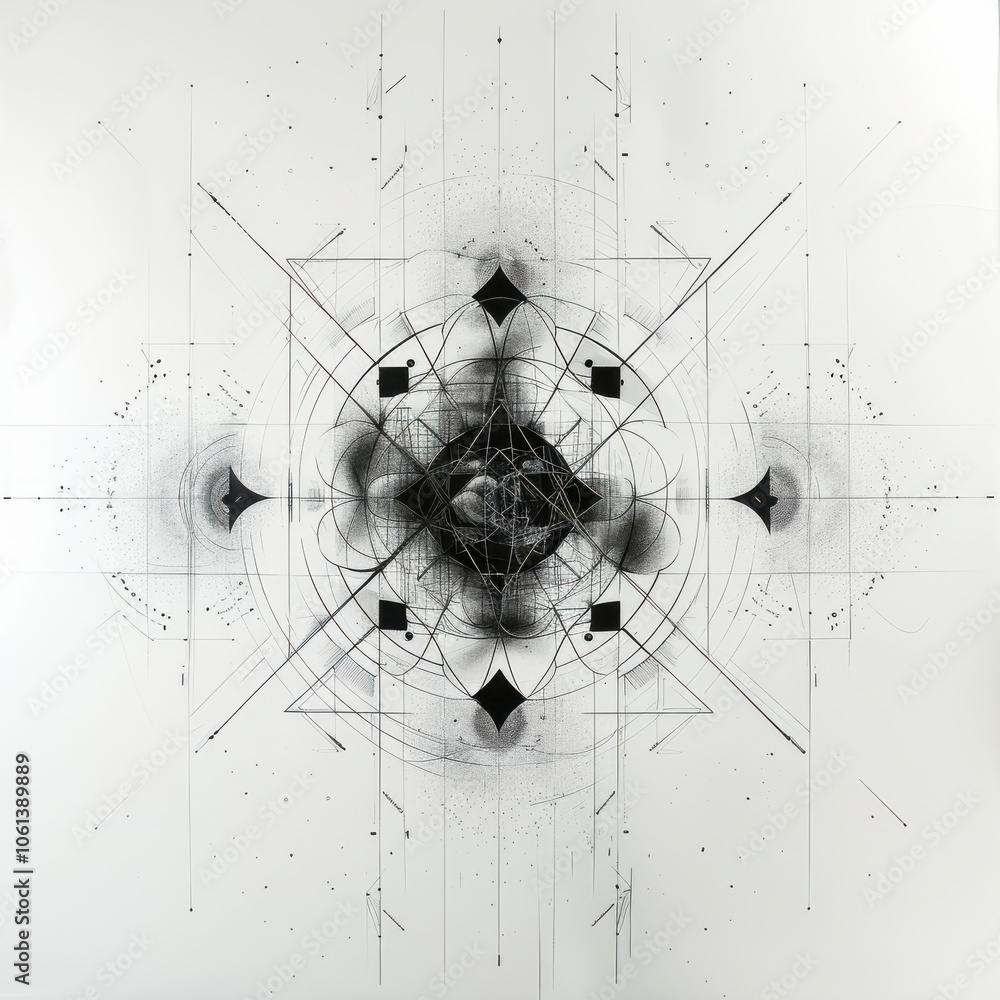 Poster symmetrical lines and shapes in balanced design
