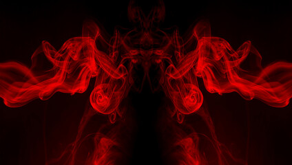Red smoke abstract on black background. fire design
