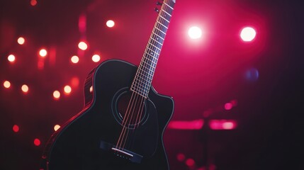 Fototapeta premium Acoustic Guitar on Stage