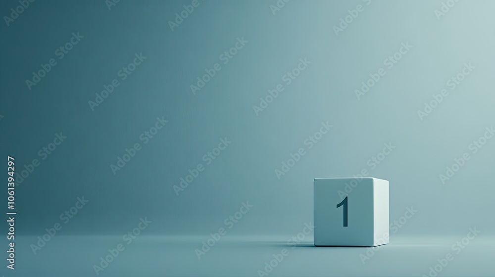 Poster minimalist cube with number on subdued background