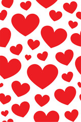 Romantic Red Valentine's Day Seamless Heart Pattern Vector