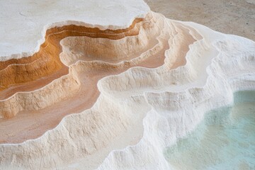 Textured rock formations and mineral deposits