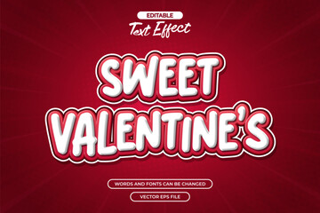 Sweet valentine's editable text effect with red gradient background