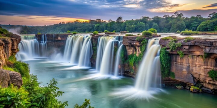 Long Exposure Chitrakote Waterfalls in Chhattisgarh, India - Captivating Nature Photography, Stunning Scenery, Serene Landscapes, Adventure Travel, Waterfall Beauty