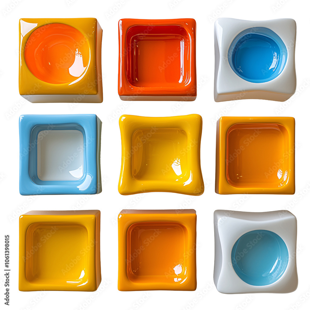 Poster colorful 3d glossy square frames with empty space for text or image (transparent background)