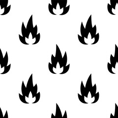 Cartoon silhouette fire effect seamless pattern.