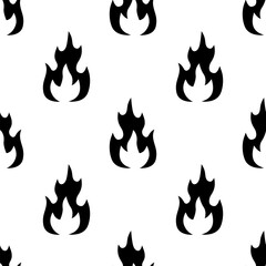 Cartoon silhouette fire effect seamless pattern.