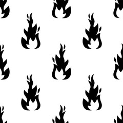 Fototapeta premium Cartoon silhouette fire effect seamless pattern.