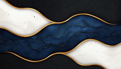 Obraz premium Abstract landscape with golden waves and dark mountains