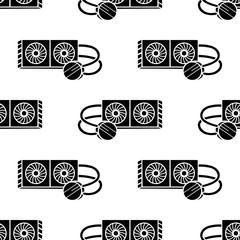 Cartoon silhouette computer CPU liquid cooler seamless pattern.