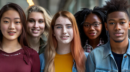 Fototapeta premium A portrait of a diverse group of college students.