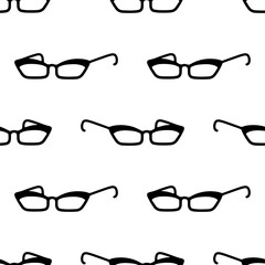 Cartoon doodle glasses seamless pattern.