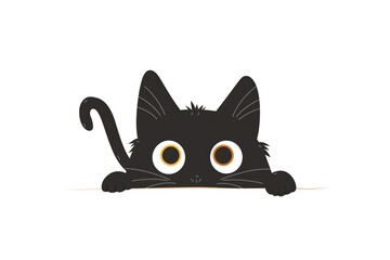 Fototapeta premium Black kitten peeking cat animal mammal.