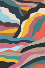 Colorful Mountain Landscape Painting Style Vector