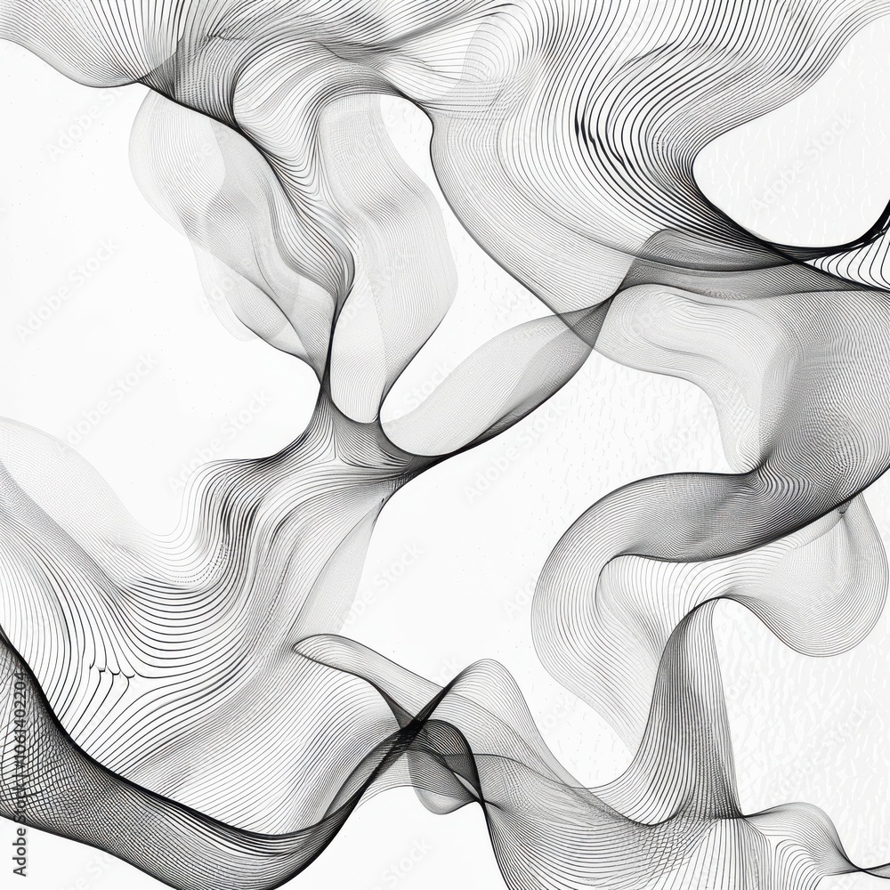 Poster abstract flowing lines in soft monochrome design
