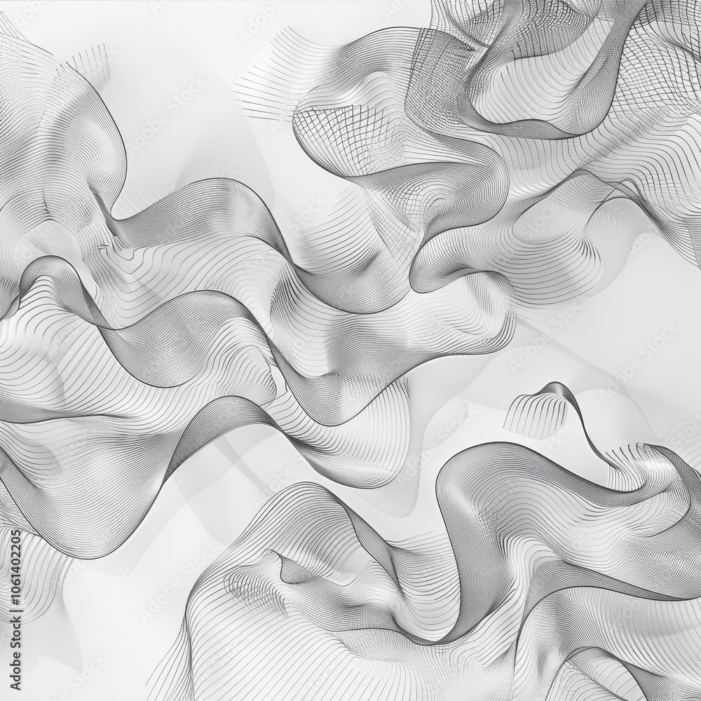 Poster delicate flowing lines in abstract form