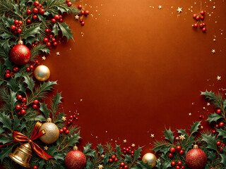 Festive Christmas card with New Year symbols and space for text