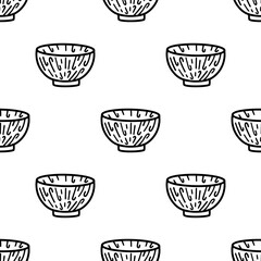 Cartoon doodle bowl seamless pattern.