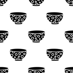 Cartoon bowl silhouette seamless pattern.