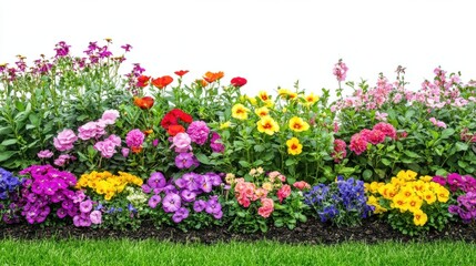 Fototapeta premium Close-up flower garden with vivid colors on a clean white background