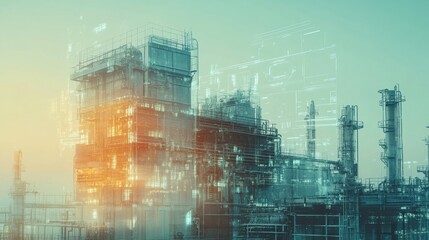 Towering Industrial Landscape at Sunset