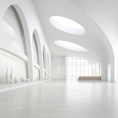 Obraz premium White modern interior architecture building flooring.