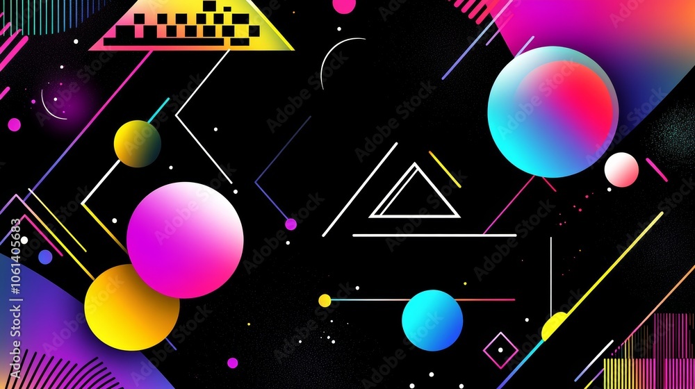 Poster abstract multicolored holographic blurred gradient background with geometric shapes, perfect for lan