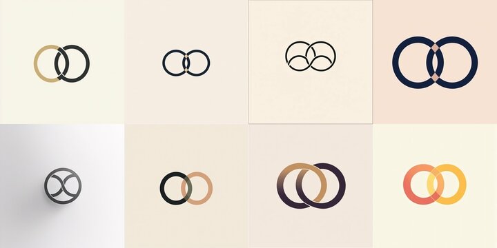 A minimalist logo of two interlocking circles representing balance, showcasing symmetry with smooth edges and a subtle aesthetic.