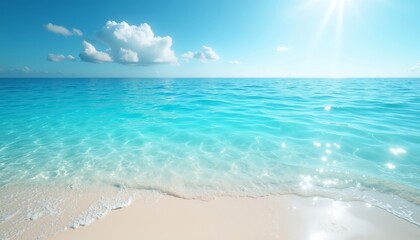 Obraz premium Serene Body of Clear Turquoise Water with Soft Sandy Shores.