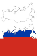 map of russia with flag