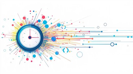Obraz premium graphic depicting latency with a speed meter and network lines highlighting data transmission delays, set against a white background.