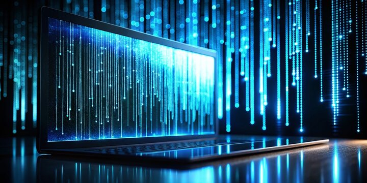 Futuristic Blue Coding Interface with Glowing Lines of Code on a Sleek Screen &ndash; Revolutionizing Software Development and Programming