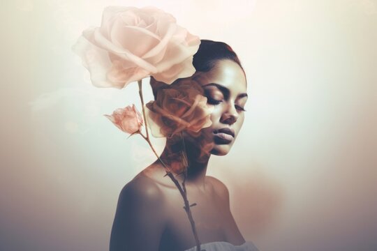 Woman with rose portrait photography flower.