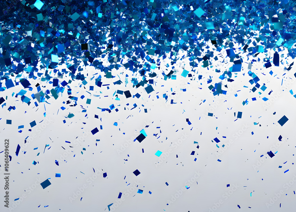 Poster blue confetti falling randomly. abstract background with flying particles. vector illustration can b