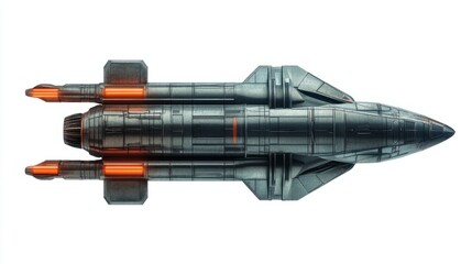 High-tech military missile with aerodynamic body and detailed fins, representing power, isolated on white background