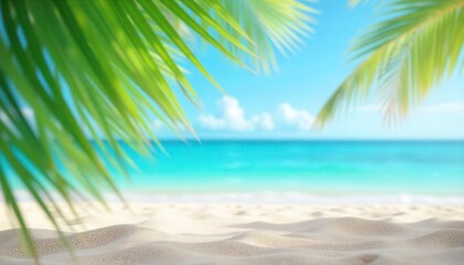 Clear blue sky over a tropical beach with turquoise waters