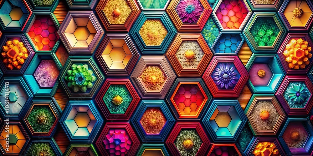 Poster geometric hexagonal patterns - modern line design for creative backgrounds and illustrations