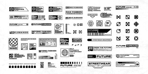 Futuristic streetwear cyberpunk interface element technology graphic vector design template