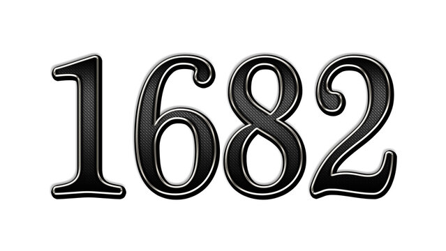 black metal 3d design of number 1682 on white background.