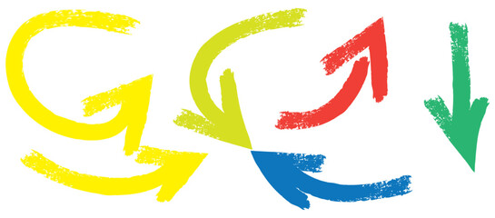 Marker hand drawn bold arrows set. Collection of doodle thick lines in different directions.