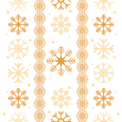 Seamless Pattern Golden Snowflakes for texture clothing scarf decoration, Christmas and New Year