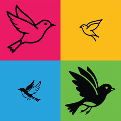 Robin flying movment icon. Flying bird movment. silhouette, flying, wing, wildlife, robin, fly, feather, minimal, animal, icon, nature, vector, black, design, sparrow, drawing, art, beak.
