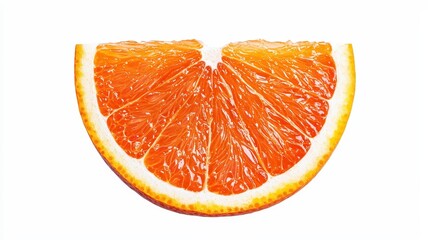 A vibrant orange slice showcasing its juicy segments and bright color, perfect for a fresh fruit display or healthy recipe.