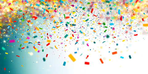 Colorful confetti falling randomly. Abstract background with explosion particles. Vector illustration can be used for greeting card, carnival, holiday, celebration.