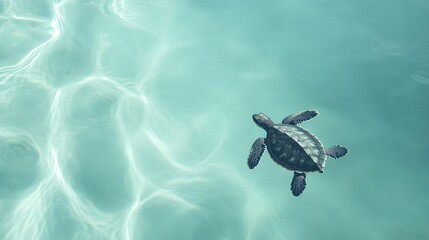 Obraz premium Sea Turtle Swimming in Clear Blue Water