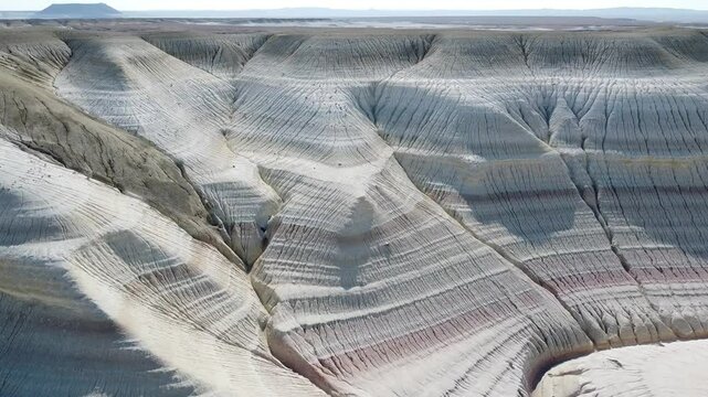 Kazakhstan, Mangistau. Ustyurt Plateau. Cliffs on the edge of the plateau.