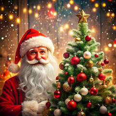 Christmas-theme with Santa and tree