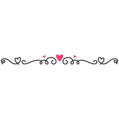Hand Drawn Romantic Divider. Isolated Vector Illustration.